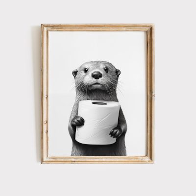 Otter Poster Animal Bathroom Poster Otter Gift Otter Art Bathroom Wall Decor