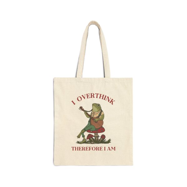I Overthink Therefore I Am, Retro Frog Tote Bag, Forestcore, Funny Frog Tote, Weirdcore, Cursed Tote, Oddly Specific, Weird, Vintage Animal