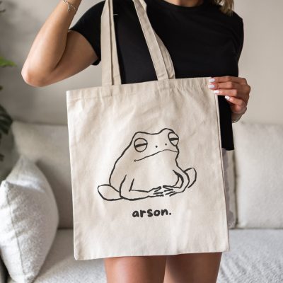 Arson, Frog Tote Bag, Unhinged, Weirdcore, Cursed, Oddly Specific, Weird, Frog Meme, Funny Frog, Stupid Gift, Silly Frog, Minimalist