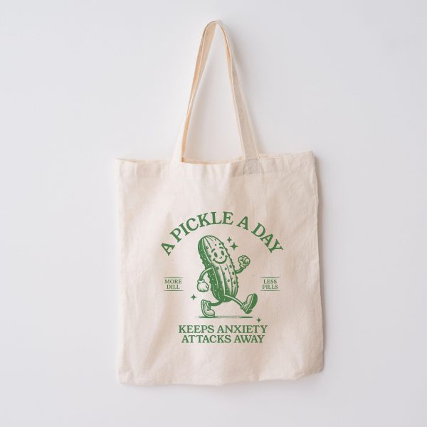 Pickle Lover Canvas Tote Bag, Pickles Lover Gift, Funny Pickle Bag, Retro Pickle Tote Bag For Women, Pickle Gift For Her, Funny Anxiety Gift
