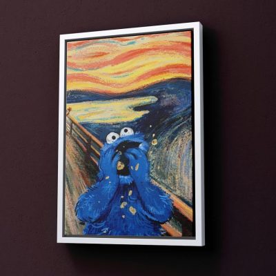 The Scream Parody Canvas, Cookie Monster Art, Funny Canvas