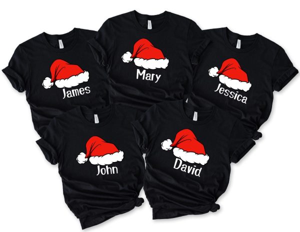Santa Claus Hat Shirt, Family Christmas Name Shirts, 2025 Noel Thist, Famil Noel Shirt, Custom Family Christmas Shirt, Matching Family Tees