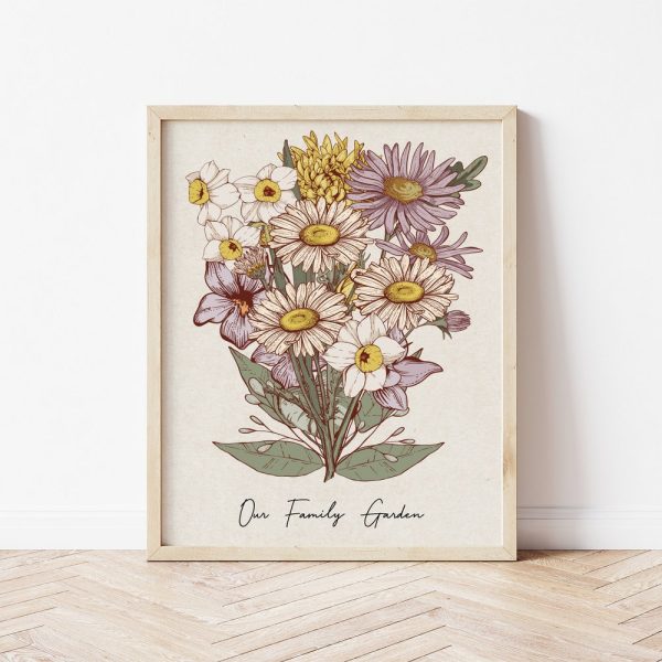 Birth Flower Bouquet , Grandmas Garden Print for Mom Our Family Flower Bouquet Gift for Grandma , CUSTOM Personalized Gift
