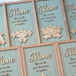 Mom Puzzle Sign Mothers Day Gift from Kids Husband Custom Engraved Wood Sign Piece That Holds Us Together Grandma Gift Personalized Unique