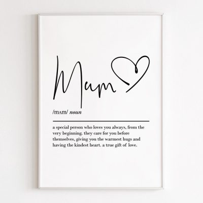 Mum definition, printable wall art,, mum gift, mum birthday gift, gift from daughters, gift for her, mum print
