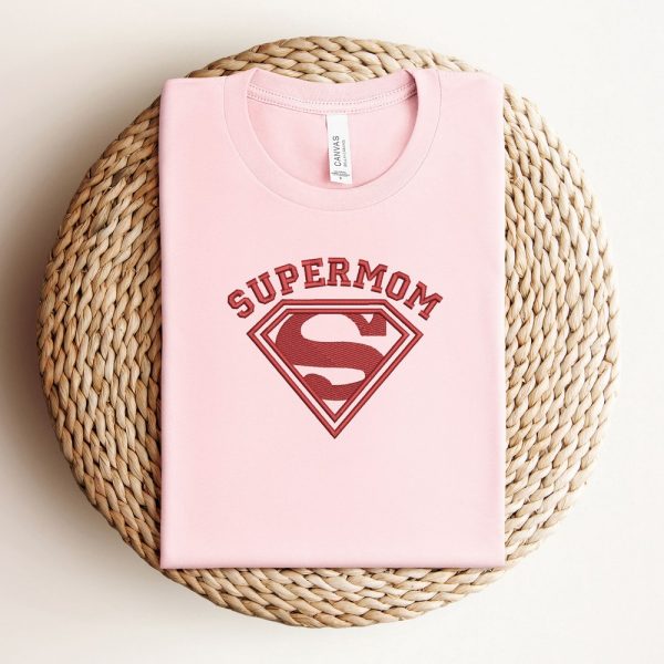 Embroidery Super Mom Mothers Day Shirt,Super Mama Embroidery Sweatshirt,Mothers Day Embroidery Shirt,Embroidery Mother Gift