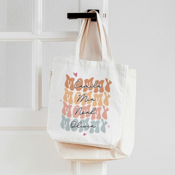 Mommy Tote Bag, Mom Custom Shopping Bag, Personalized Mothers Day Gift for Mom, Mom Birthday Gift from Daughter, Mum Christmas Gift