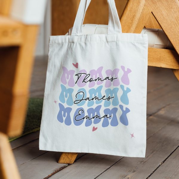 Mommy Tote Bag, Mom Custom Shopping Bag, Personalized Mothers Day Gift for Mom, Mom Birthday Gift from Daughter, Mum Christmas Gift