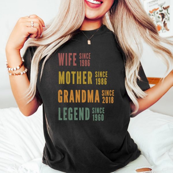 Personalized Mom Grandma Shirt, Mothers Day Shirt, Wife Mother Grandma Legend, Grandmother Custom Dates, Funny Mom Birthday Gift for women