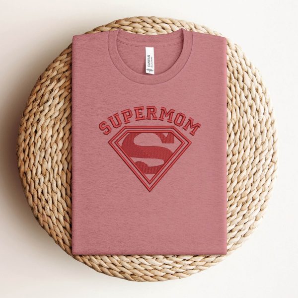 Embroidery Super Mom Mothers Day Shirt,Super Mama Embroidery Sweatshirt,Mothers Day Embroidery Shirt,Embroidery Mother Gift