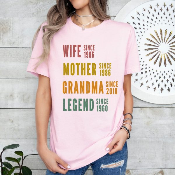 Personalized Mom Grandma Shirt, Mothers Day Shirt, Wife Mother Grandma Legend, Grandmother Custom Dates, Funny Mom Birthday Gift for women