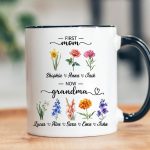 Personalized First Mom Now Grandma Gift, Flower Birth Month Garden Mug, Custom Mom Grandma Garden Mug, Gift For Mom, Gift For Mothers Day