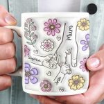 Personalised Hold our Hands Mug, 3D Inflated Effect Hold My Hand, Hold My Heart, Mothers Day Gift Mug, Christmas Gift For Mum, Grandma, Mom