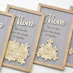Mom Puzzle Sign Mothers Day Gift from Kids Husband Custom Engraved Wood Sign Piece That Holds Us Together Grandma Gift Personalized Unique