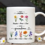 Personalized First Mom Now Grandma Gift, Flower Birth Month Garden Mug, Custom Mom Grandma Garden Mug, Gift For Mom, Gift For Mothers Day