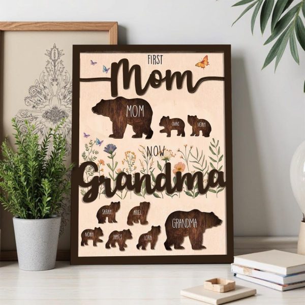 Personalized Mama Bear Sign, Custom Mom Sign with Kids Names, First Mom Now Grandma Gift, Mother’s Day Gift, Grandma Gift from Grandkids