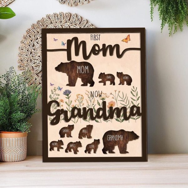 Personalized Mama Bear Sign, Custom Mom Sign with Kids Names, First Mom Now Grandma Gift, Mother’s Day Gift, Grandma Gift from Grandkids