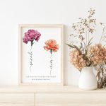 Personalized Carnation Mother’s Day Print - Custom Name Floral Poster - Mom & Kids Gift - Meaningful Mother’s Day Gift