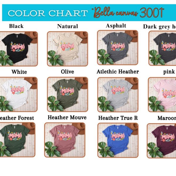 bella canvas 3001 shirt for mom, trendy gift for mother, Mothers Day gift, Floral mom shirt, Mom T-Shirt for Birthday, Cute Mom Shirt