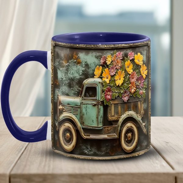 Truck And Flower - Personalized Accent Mug