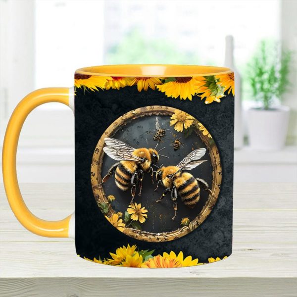Bee Kind Sunflower Accent Mug