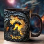 Dragons With Castle - Personalized Dragon Accent Mug