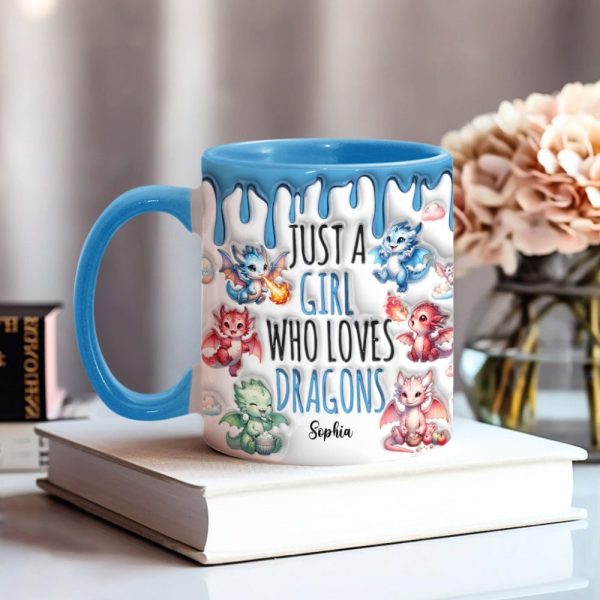 Just A Girl Who Loves Dragons - Personalized Dragon Accent Mug