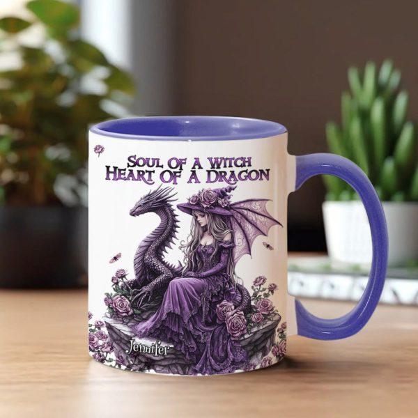 Soul Of A Witch Heart Of A Dragon - Personalized Dragon Accent Mug