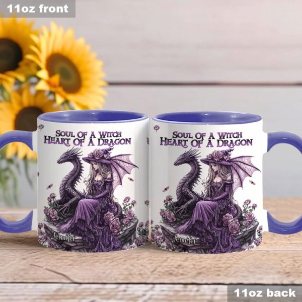 Soul Of A Witch Heart Of A Dragon - Personalized Dragon Accent Mug