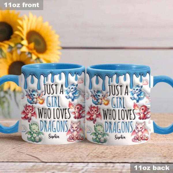 Just A Girl Who Loves Dragons - Personalized Dragon Accent Mug