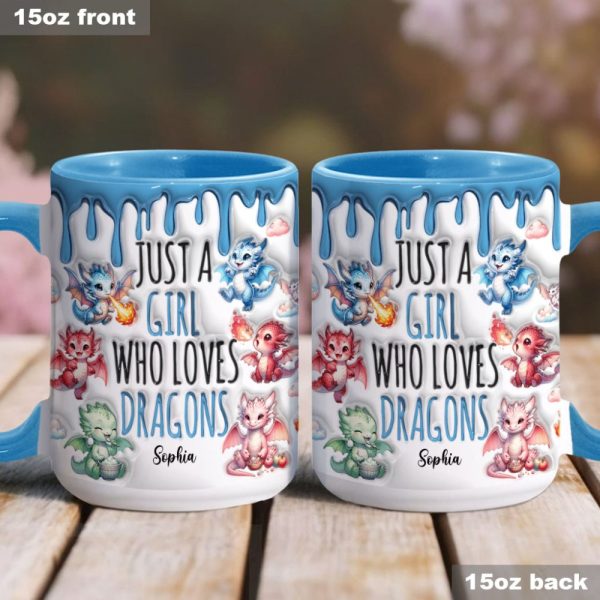 Just A Girl Who Loves Dragons - Personalized Dragon Accent Mug