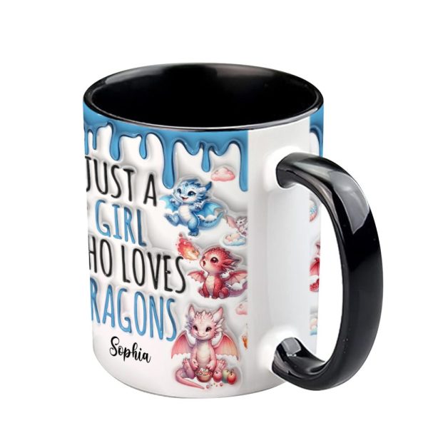 Just A Girl Who Loves Dragons - Personalized Dragon Accent Mug