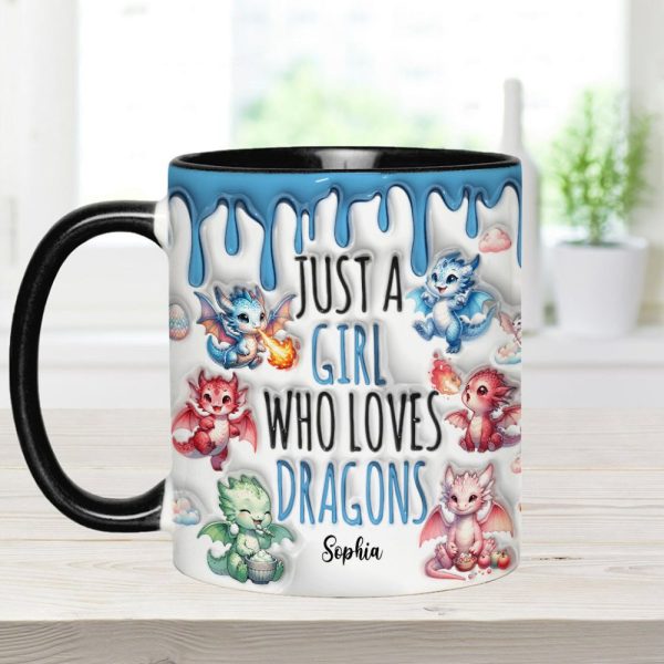 Just A Girl Who Loves Dragons - Personalized Dragon Accent Mug