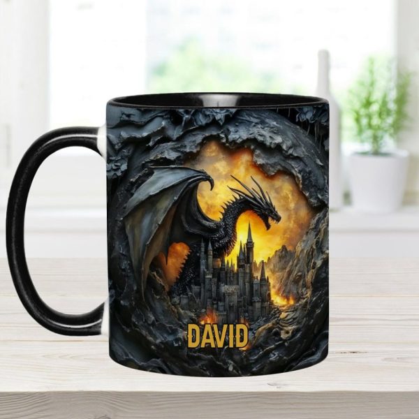 Dragons With Castle - Personalized Dragon Accent Mug