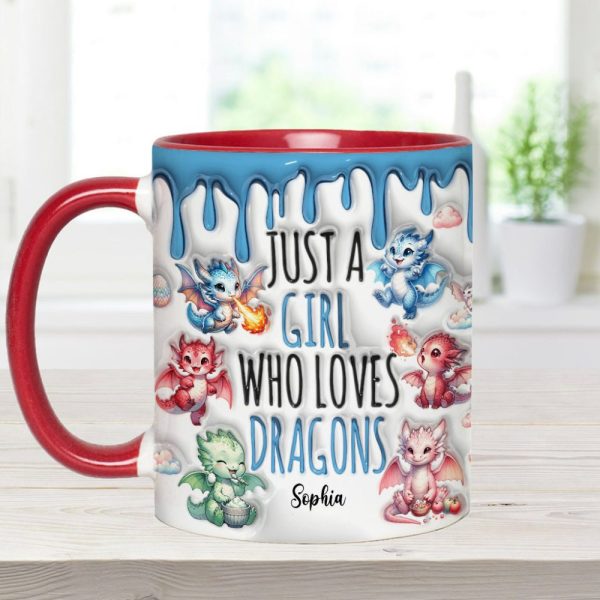 Just A Girl Who Loves Dragons - Personalized Dragon Accent Mug