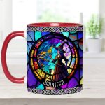 Beautiful Stained Glass Witch - Personalized Witch Accent Mug