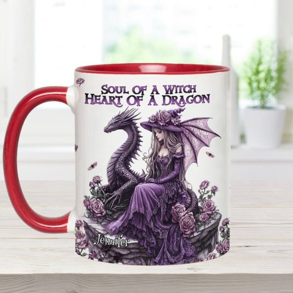 Soul Of A Witch Heart Of A Dragon - Personalized Dragon Accent Mug