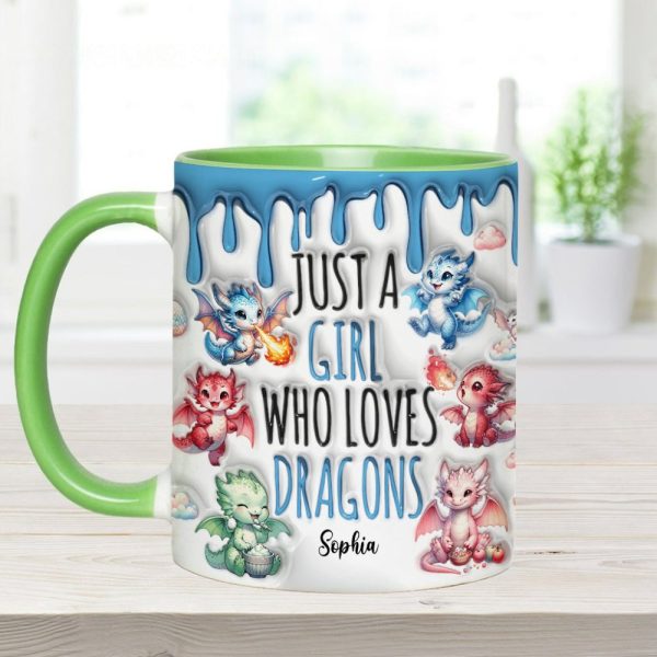 Just A Girl Who Loves Dragons - Personalized Dragon Accent Mug