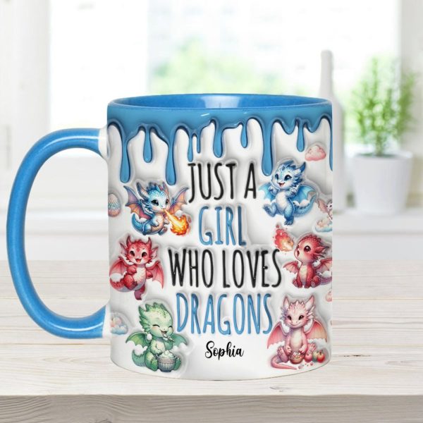 Just A Girl Who Loves Dragons - Personalized Dragon Accent Mug
