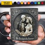Skull Couple - Personalized Couple Accent Mug, Gift For Couple