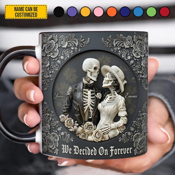 Skull Couple - Personalized Couple Accent Mug, Gift For Couple