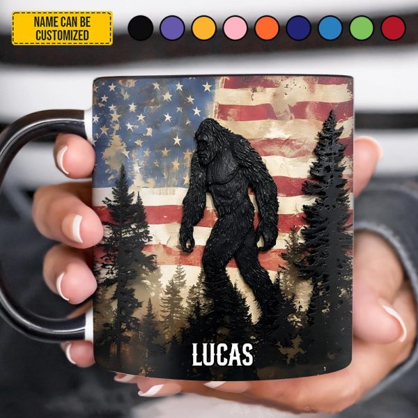 Patriotic Bigfoot - Personalized Bigfoot Accent Mug