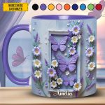 Personalized Butterfly Floral Accent Mug