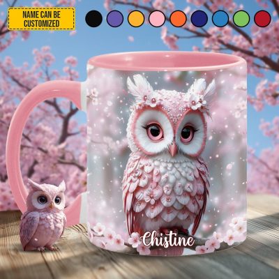 Pink Owl - Personalized Owl Accent Mug