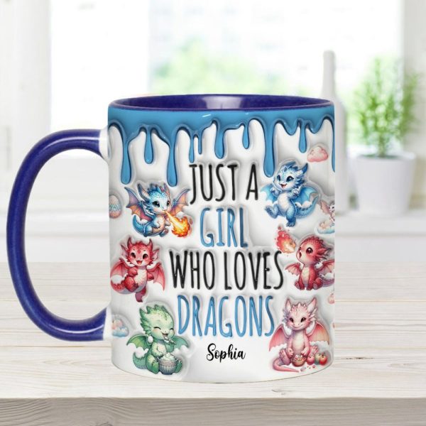 Just A Girl Who Loves Dragons - Personalized Dragon Accent Mug