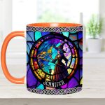 Beautiful Stained Glass Witch - Personalized Witch Accent Mug