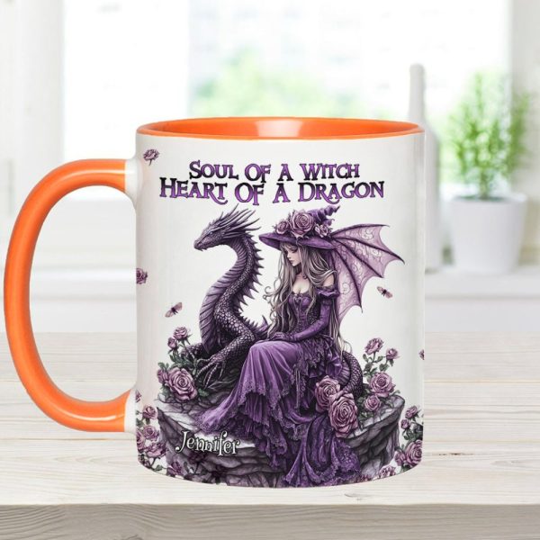 Soul Of A Witch Heart Of A Dragon - Personalized Dragon Accent Mug