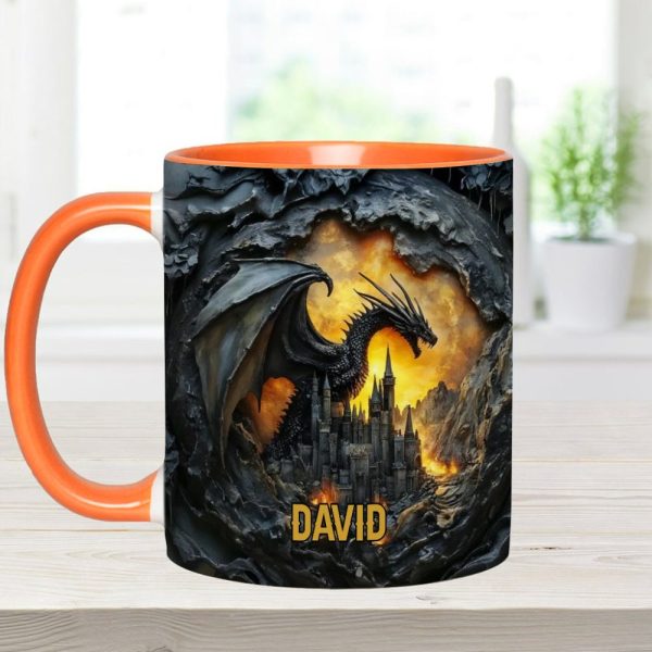 Dragons With Castle - Personalized Dragon Accent Mug