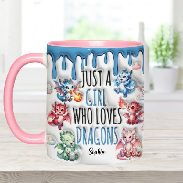 Just A Girl Who Loves Dragons - Personalized Dragon Accent Mug