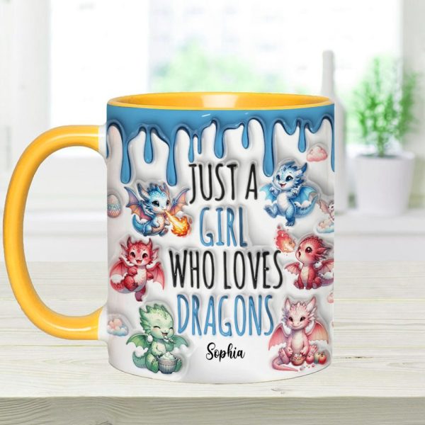 Just A Girl Who Loves Dragons - Personalized Dragon Accent Mug